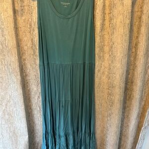 Soft Surroundings Turquoise Pleated Sleeveless Maxi Sundress
